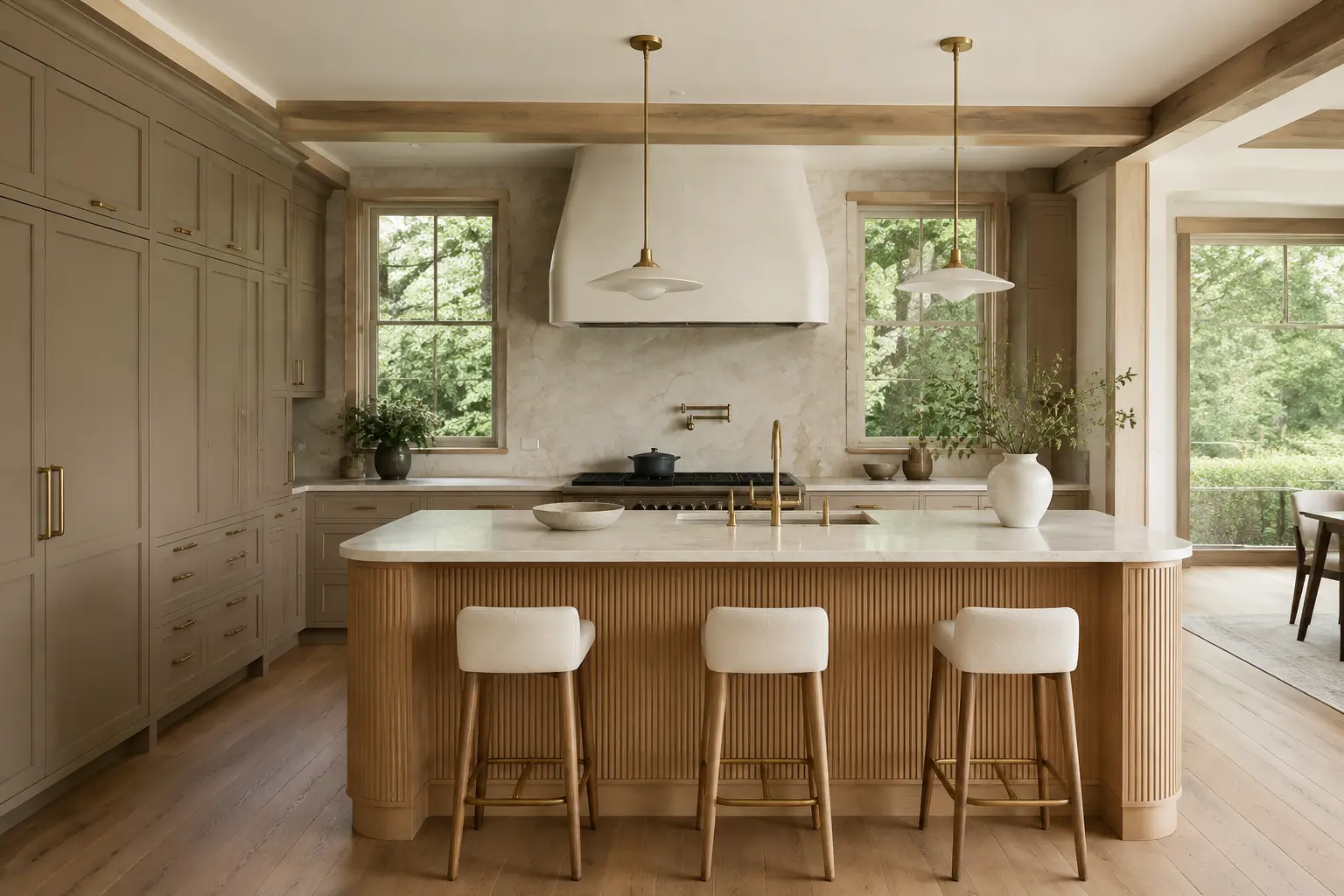 Warm transitional kitchen
