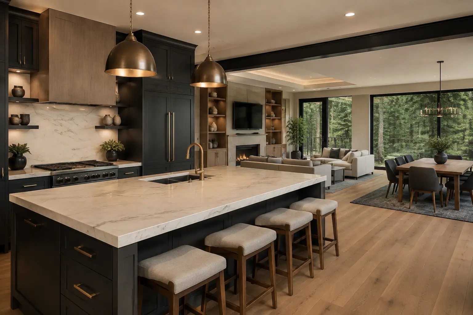 Open-concept kitchen and living room remodel