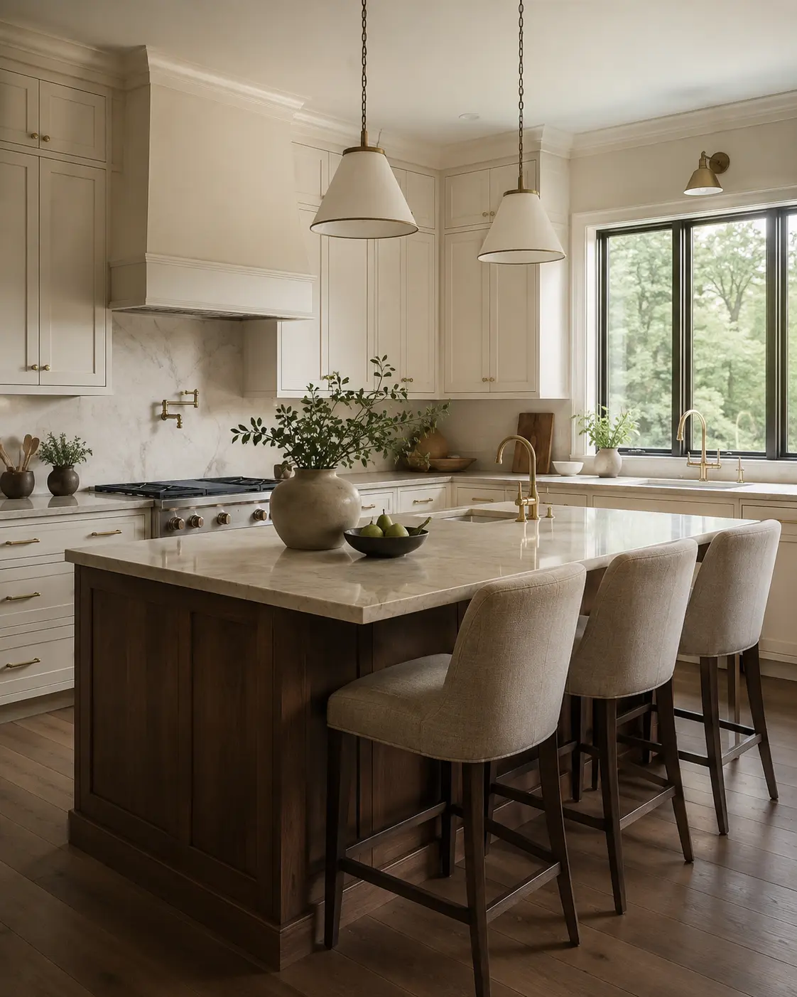 Warm transitional kitchen