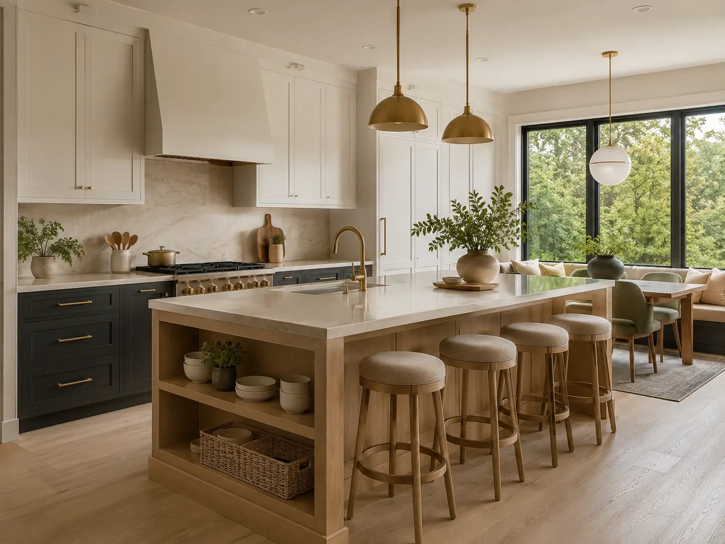 Warm oak and ivory kitchen